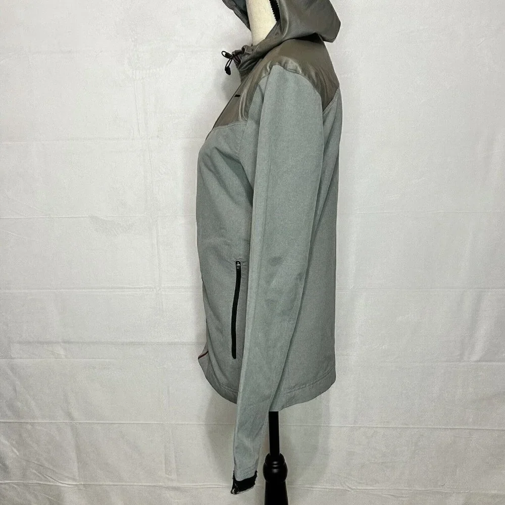 Nike Pro Running Jacket Womens Gray Red Hooded Full Zip Stretch Sz. S